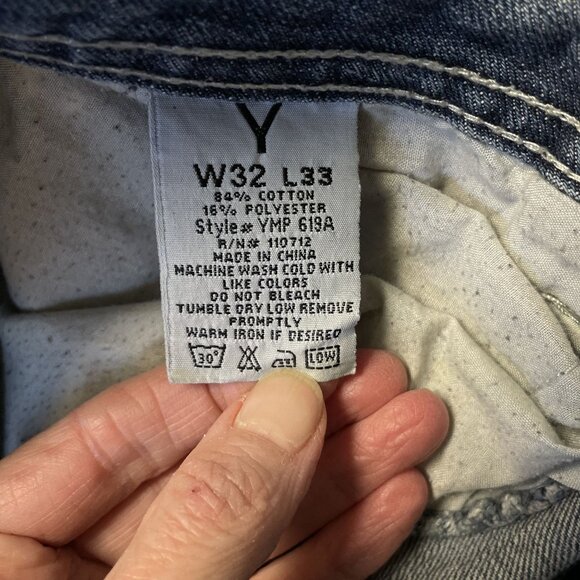 Yaso Brand Jeans Men 32 x 33 Blue Y2K Straight Distressed Studded Pockets Grunge - Picture 12 of 16